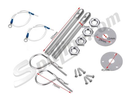 Coppia ganci cofano in acciaio inox per cofano anteriore Lancia Fulvia HF ed altre applicazioni