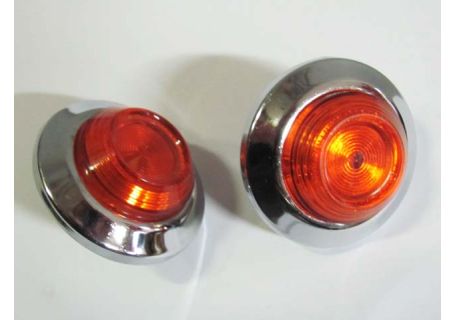 Coppia fanali frecce laterali Giuntini (diametro esterno: mm 53) con 2 perni di fissaggio tipo Fiat 1100/103H, Lusso, Familiare, 1300/1500, 1100D, 850, 124