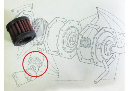 Filtro aria per servofreno Lancia Flavia 1500/1800, Flaminia 2500/2800 2C e 3C, Fulvia Berlina GTE e Coupé Rallye 1,3S