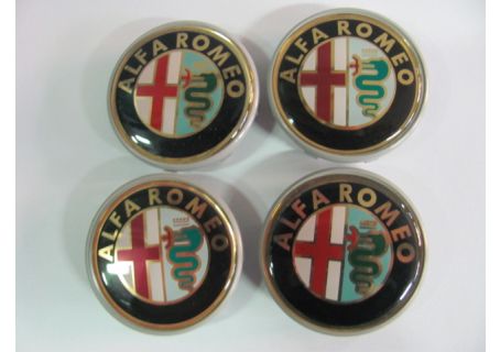 Serie 4 borchiette [diam. esterno 50 mm] per cerchi ruota Alfa Romeo 