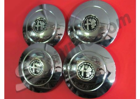 Serie 4 coppe ruota cromate Alfa Romeo Giulietta TI, Giulietta Spider, Sprint, Giulia 1600 Sprint, Spider ('63-'64) - per cerchi con mollette per il fissaggio