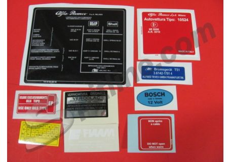Kit adesivi vano motore Alfa Romeo Duetto 2000 Spider Veloce (Tipo 10524)