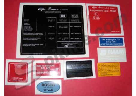 Kit adesivi vano motore Alfa Romeo Spider 1300 Junior (Tipo 10591)