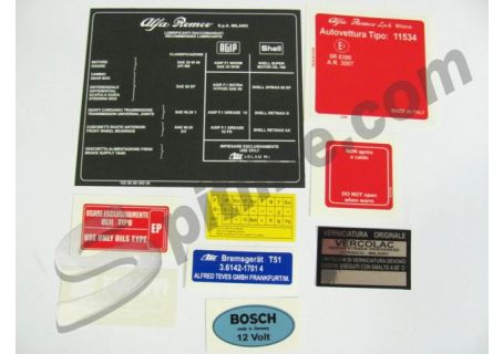Kit adesivi vano motore Alfa Romeo GT Junior Bertone Unificato 1974 (Tipo 11534)