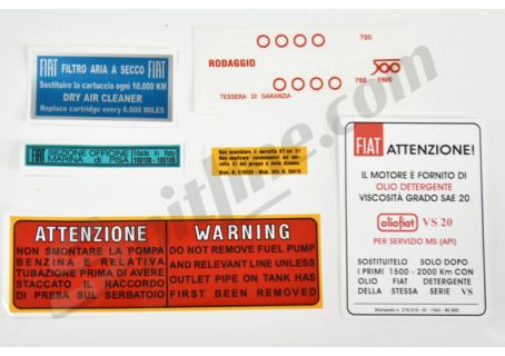 Kit adesivi motore Fiat 500 F/L/R, 500 Giardiniera su base F