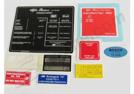 Kit adesivi per vano motore Alfa Romeo Duetto Spider 1750 (Tipo 10557)