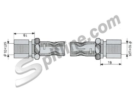 Tubo flessibile (lungh. mm 200) correttore di frenata Fiat 124 TT. 1^serie (→'75) - posteriore Fiat 238 (circuito semplice)