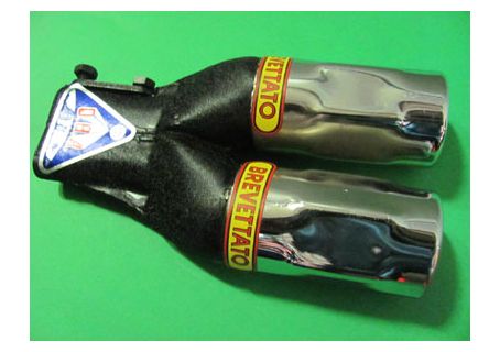 Terminale di scarico sportivo O.B.A. a due uscite cromate per Fiat 500D/F/L/R
