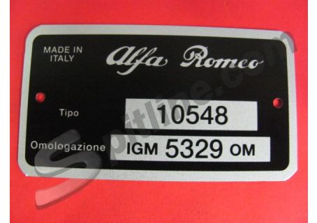 Targhetta identificativa dati Alfa Romeo 1750 Berlina 2^ serie (Tipo 10548)