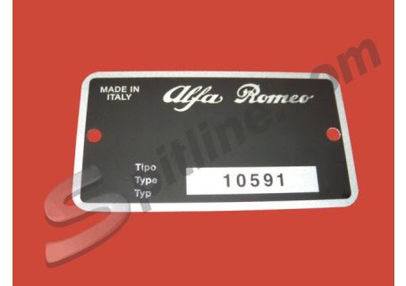 Targhetta identificativa dati Alfa Romeo Spider 1300 Junior (Tipo 10591)