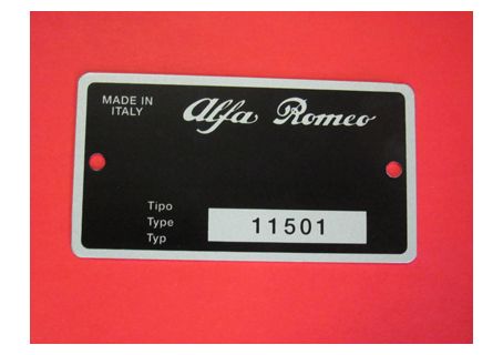 Targhetta identificativa dati Alfa Romeo GT 2000 Bertone versione U.S.A.
