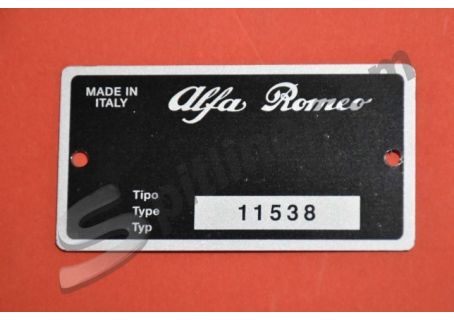 Targhetta identificativa dati Alfa Romeo Duetto 2000 Spider Veloce Tipo 11538