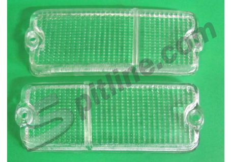 Coppia plastiche incolori fanali anteriori Fiat 127 1^ serie - Foro per vite grande