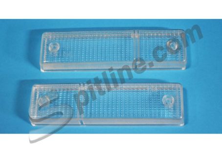 Coppia plastiche Altissimo incolore per fanali anteriori Lancia Beta Coupè, Spyder, HPE (foro piccolo per vite in ferro)