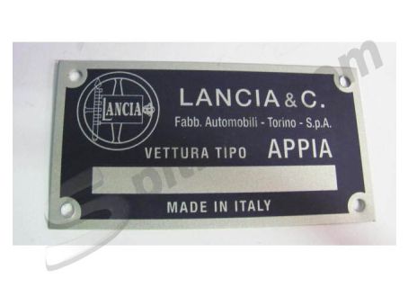 Targhetta identificativa dati Lancia Appia