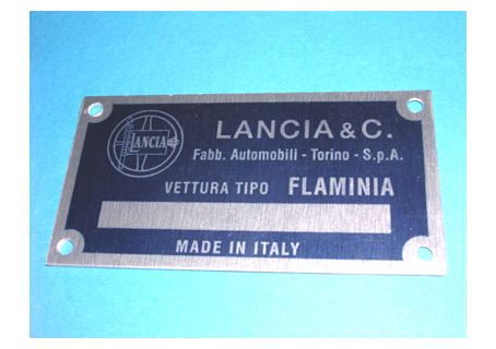 Targhetta metallica identificativa dati Lancia Flaminia
