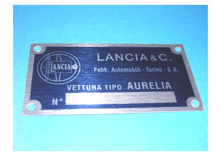 Targhetta identificativa dati Lancia Aurelia