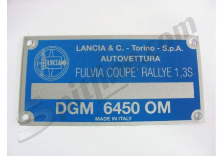 Targhetta identificativa dati Lancia Fulvia Coupè Rallye 1,3S (DGM 6450 OM)