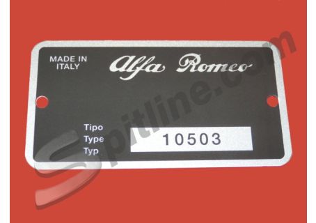 Targhetta identificativa dati Alfa Romeo Duetto 1,6 Spider tipo 10503 (mod. coda filante)