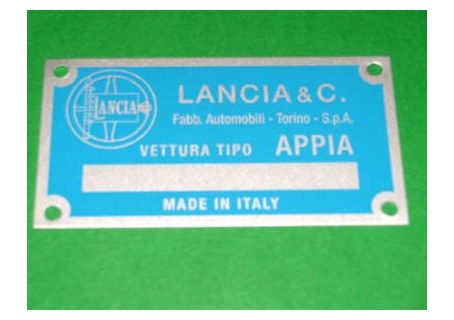 Targhetta identificativa dati Lancia Appia