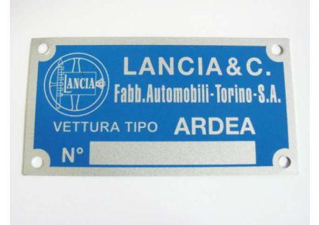 Targhetta identificativa dati Lancia Ardea