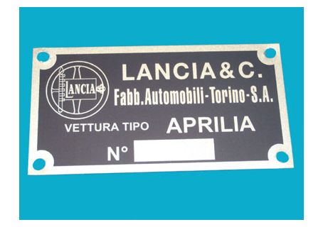 Targhetta identificativa dati Lancia Aprilia