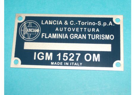 Targhetta identificativa dati Lancia Flaminia Gran Turismo (Tipo 824.00)
