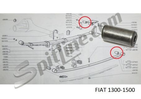 Boccola posteriore balestra Fiat 1300/1500 - Supporto sospensione posteriore Fiat 1100R