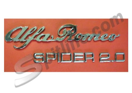 Scritta posteriore in plastica cromata "Alfa Romeo Spider 2.0" per Duetto 4^ serie ('90-'93)