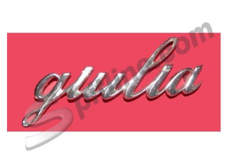 Scritta "giulia" con  3 perni di fissaggio per Alfa Romeo Giulia Super ('65-'68)