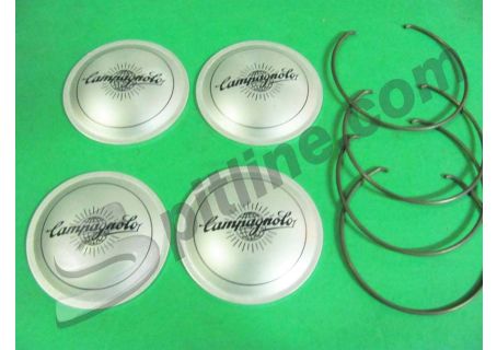 Serie 4 borchiette coprimozzo Campagnolo diam. 55 con molle per cerchi in lega modello Abarth Fiat 850TC, 1000TC ecc.