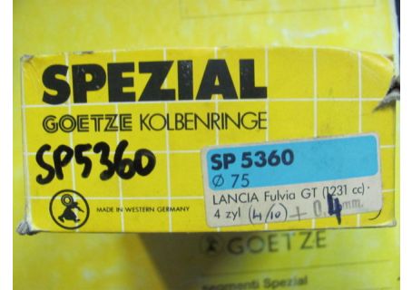 Serie fasce elastiche per pistoni Goetze Spezial SP5360 diam.75 magg. +0,4mm Lancia Fulvia GT(1231cc.)