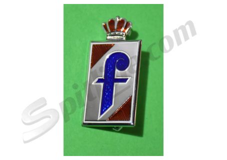 Stemma verniciato Pininfarina con corona attaccata per Alfa Romeo Duetto Spider (→'79), Fiat 124 Spider, Fiat 1500 Cabriolet