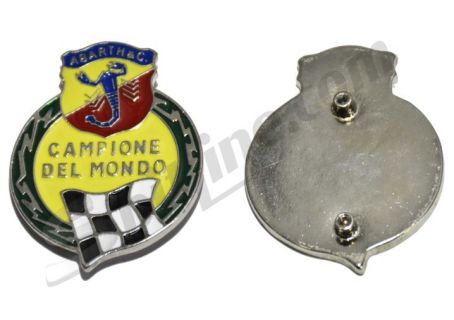 Stemma laterale ABARTH & C. Campione del mondo (h. cm 6,5 circa) per Fiat 500/600 ecc.