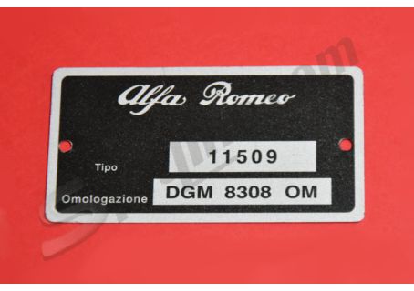 Targhetta identificativa dati per vano motore tipo 11509 Alfa Romeo Giulia Super 1300 ('71 →)
