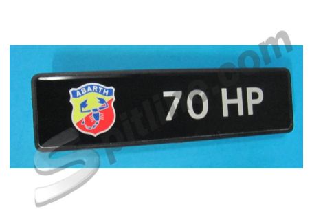 Targhetta con scritta tipo piccolo per cofano anteriore Autobianchi A112 Abarth 70 HP