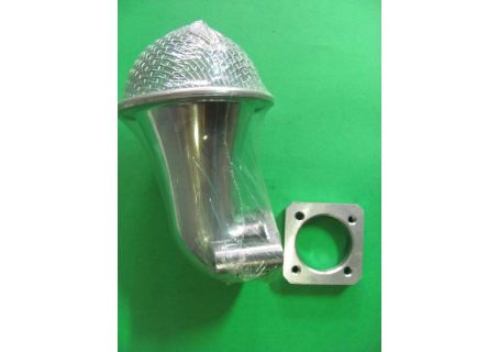 Tromboncino curvo in alluminio per carburatore Fiat 126 completo di adattatore