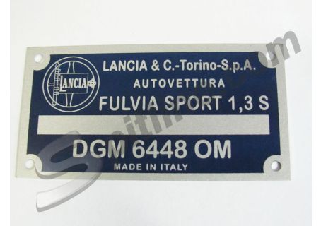 Targhetta identificativa dati Lancia Fulvia Sport 1,3 S ('68-'70)