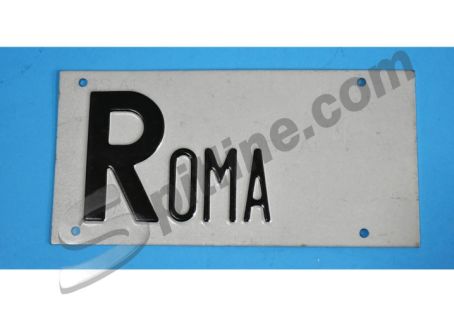 Targa in metallo con scritta nera Roma