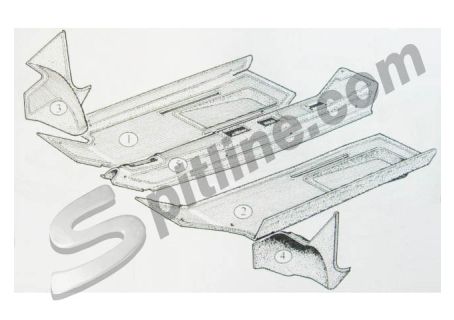 Serie tappeti di base in gomma nera (sulla lamiera) Fiat 500F/R