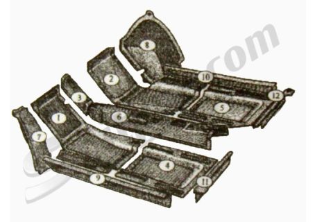 Serie tappeti in gomma (sulla lamiera) Fiat 600-600D-600E (senza tappeti passaruota)
