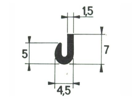 Profilo ad U in gomma compatta h.mm.7 (vendita al ml.)