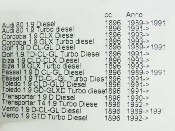 Guarnizione testa cilindri Spesso 21136/77153 Audi 80 1.9 Diesel ('89-'91), 80 1.9 TD ('91-) - VW Transporter 1.9 D ('96-'90), T4 1.9 TD ('92-); Golf 1.9 D ('89-'91),1.9 TD ('86-'91);  Passat 1.9 D ('89-'91), 1.9 TD ('91-)
