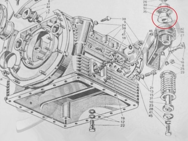Tassello superiore sostegno motore Lancia Appia