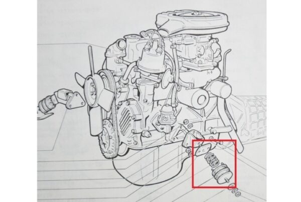 Tassello sospensione anteriore motore Fiat 124 (->CH:1512485), 125, 131, 1300/1500 (2^ serie)