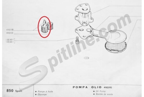 Alberino 4182199 per pompa olio Fiat 850 Sport Coupè, Spider