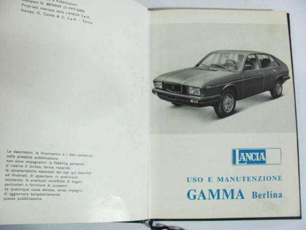Libretto uso e manutenzione usato Lancia Gamma Berlina (Ediz. 5/1977)
