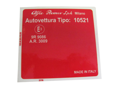 Adesivo per vano motore Alfa Romeo GT Veloce 2000 Bertone (10521)