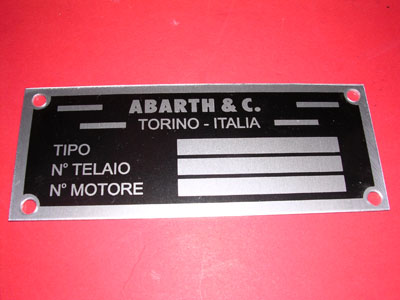 Targhetta identificativa Abarth & C. Torino