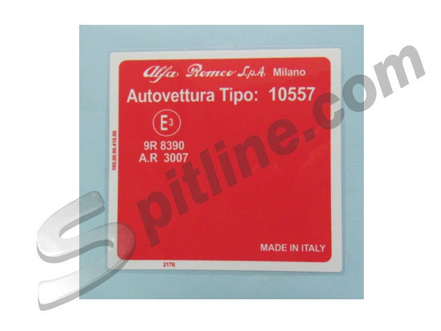 Adesivo per vano motore Alfa Romeo Duetto Spider 1750 (Tipo 10557)